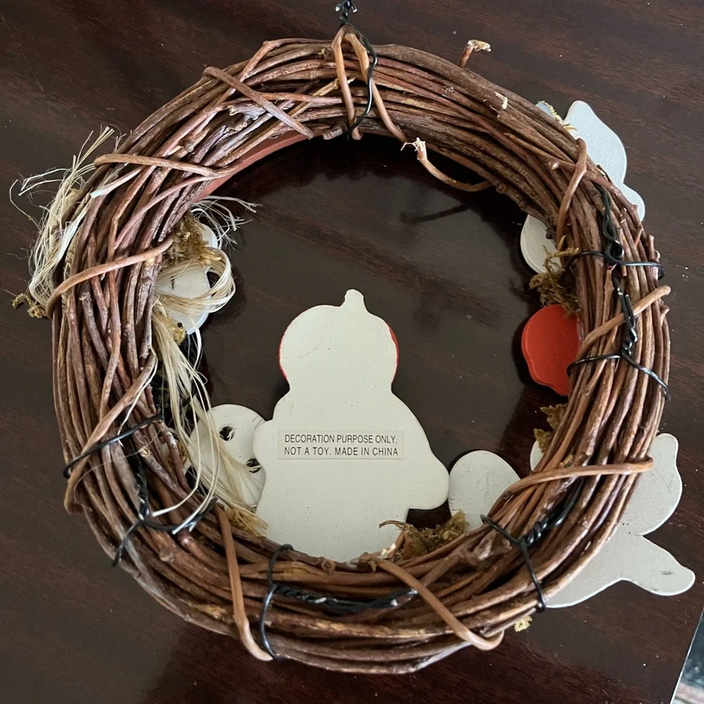 Happy Halloween Grapevine Wreath Holiday Home Decor Ghost Pumpkin